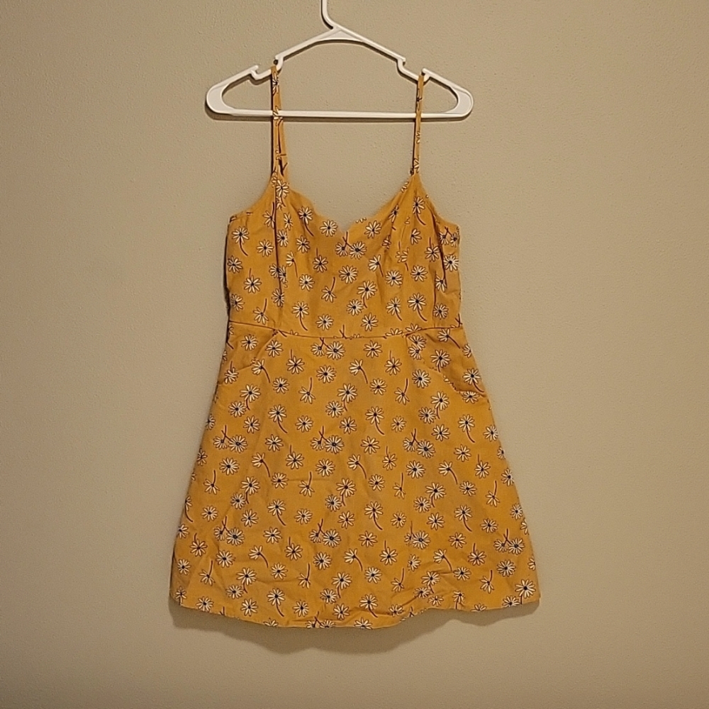 NWT Market & Spruce Crissie Scallop Mini Dress Womens Size Large Linen Blend
